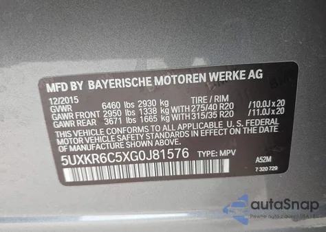 2016 BMW X5 xDrive50I z USA, uszkodzony, nr VIN 5UXKR6C5XG0J81576